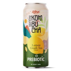 Sparkling Kombucha Prebiotic with lemin and green tea 500ml cans